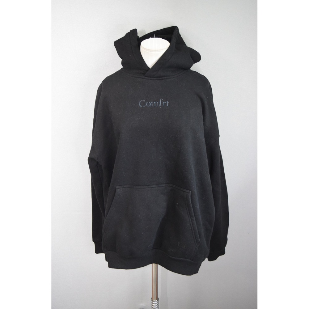 Comfrt Hoodie XL Black Oversized Fleece Logo Pullover Womens Loungewear